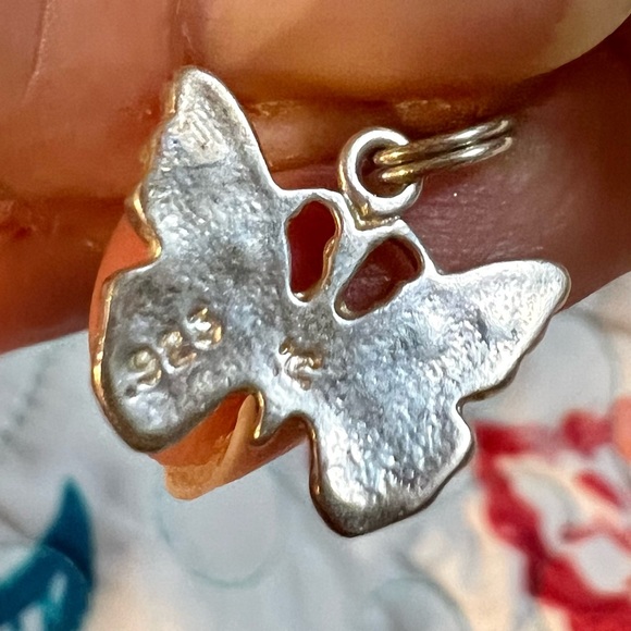 Signed 925 Butterfly Charm Sterling Silver Jewelry Faux Diamonds in the wings - Picture 3 of 8